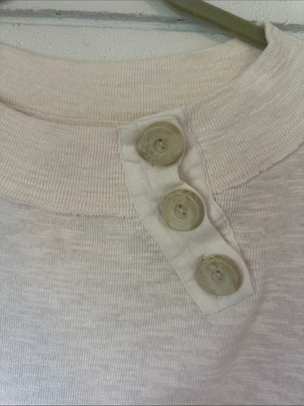We The Free Cream Crewneck Button-Front Sweater